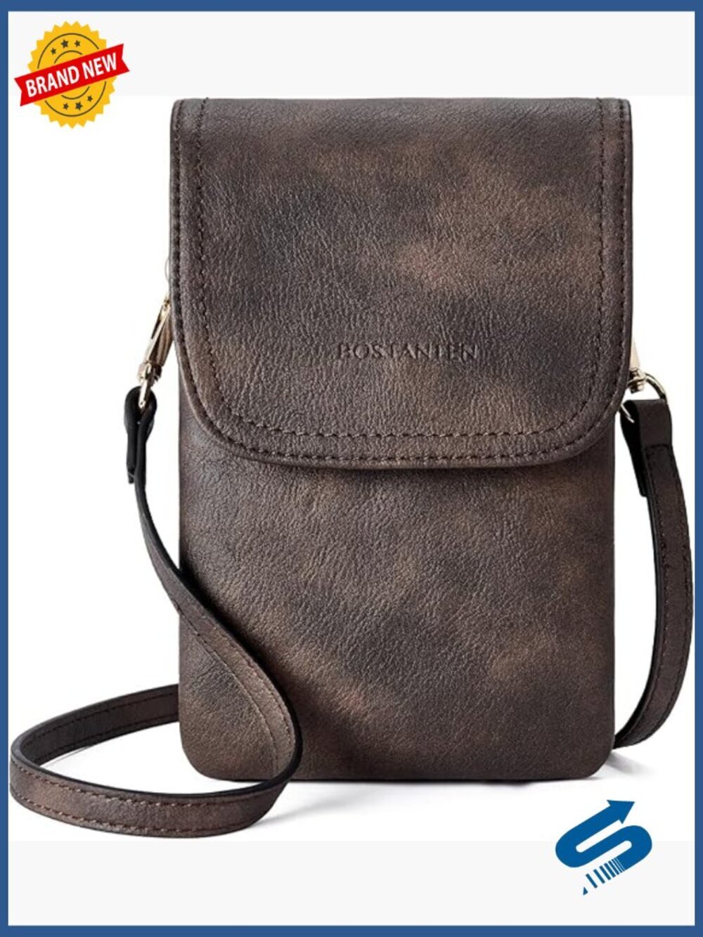 Vegan Leather Small Crossbody Phone Bag with Adjustable Strap